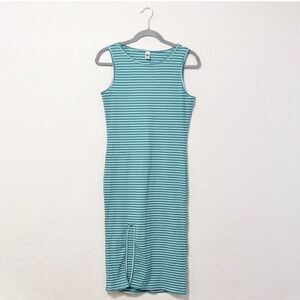 Blue and white striped maxi midi dress size large
